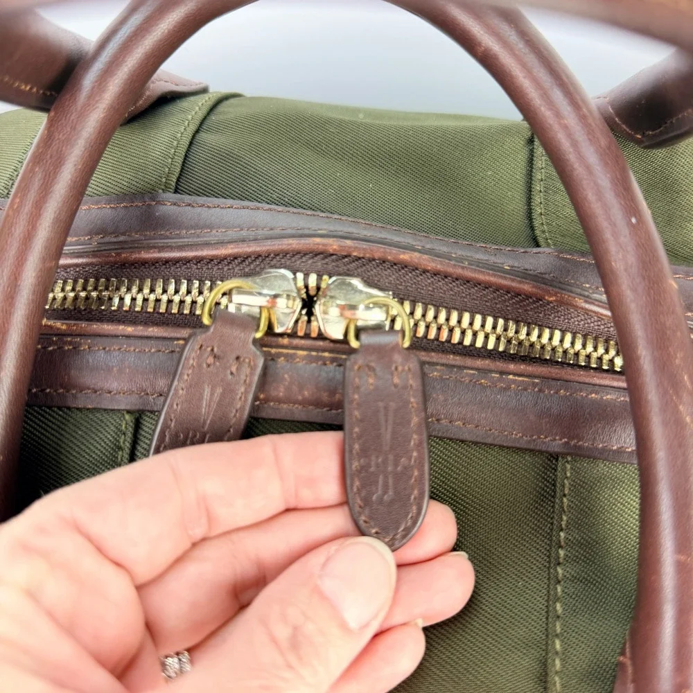 POLO GOLF CHARLESTON Canvas Leather Trim Duffle Bag Olive Green Travel Weekend